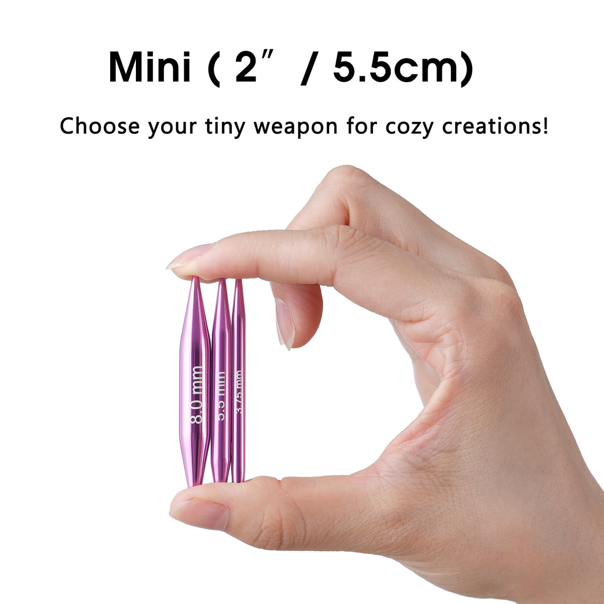 Guclud 2-Inch Short Interchangeable Circular Knitting Needles Set | US 2.5-11 (3.0-8.0mm) | 12-Pair of Metal Small Circular Needles | 4 Cables (6", 8", 12", and 16"), Accessories & Case