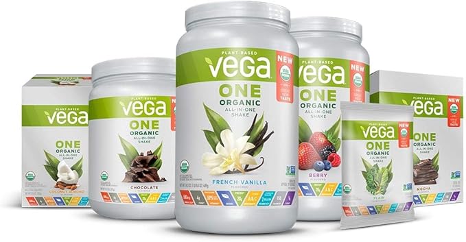 Vega Organic All-in-One Vegan Protein Powder, Chocolate - Superfood Ingredients, Vitamins for Immunity Support, Keto Friendly, Pea Protein for Women & Men, 13.2 oz (Packaging May Vary)