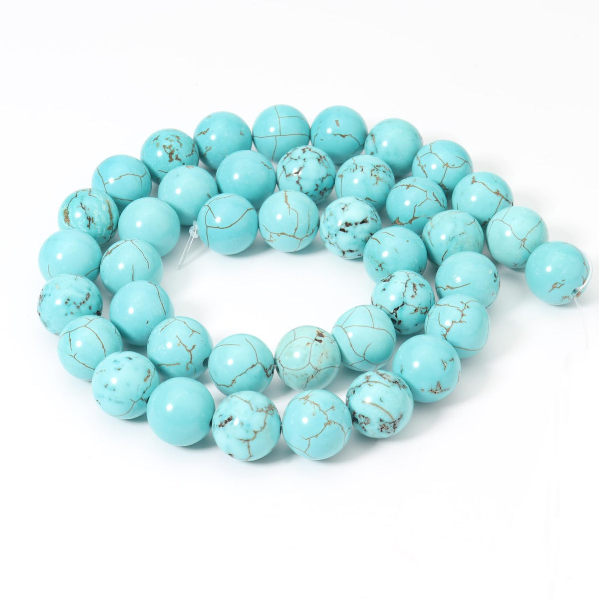 Siomia 60pcs 6mm Natural Blue Turquoise Gemstone Beads Energy Healing Crystal Round Loose Stone Beads for Jewelry Making, DIY Bracelets Necklaces