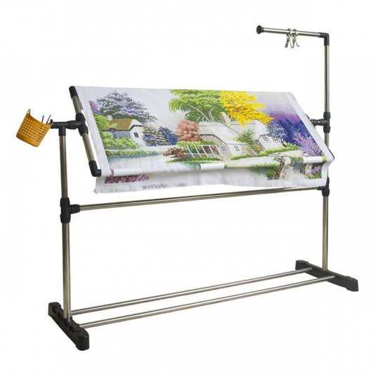 ELUKHT Adjustable Embroidery Stand, 360°Rotated Needlework Floor Frame, Standing Embroidery Lap Table, Cross Stitch Craft Stand for Art Craft Sewing Holder