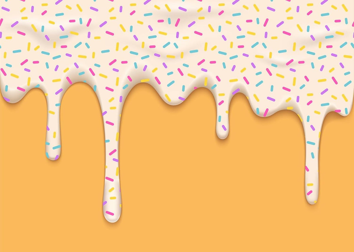 CORFOTO 10x8ft Fabric Dripping Ice Cream Backdrop White Cream Colorful Sprinkles Melting Texture Photography Background