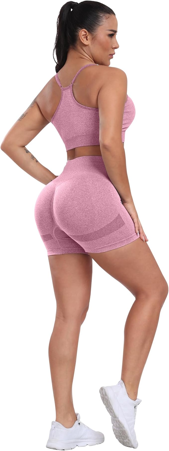 CHRLEISURE Women's 4 Packs Workout Gym Shorts, High Waisted Butt Lifting Scrunch Butt Seamless Booty Shorts