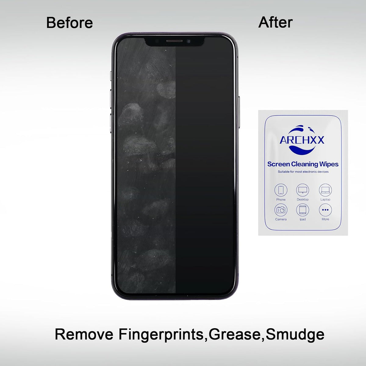 120 Count 6"x6" ARCHXX Screen Wipes for Electronics, Pre-Moistened Screen Cleaner for Screens