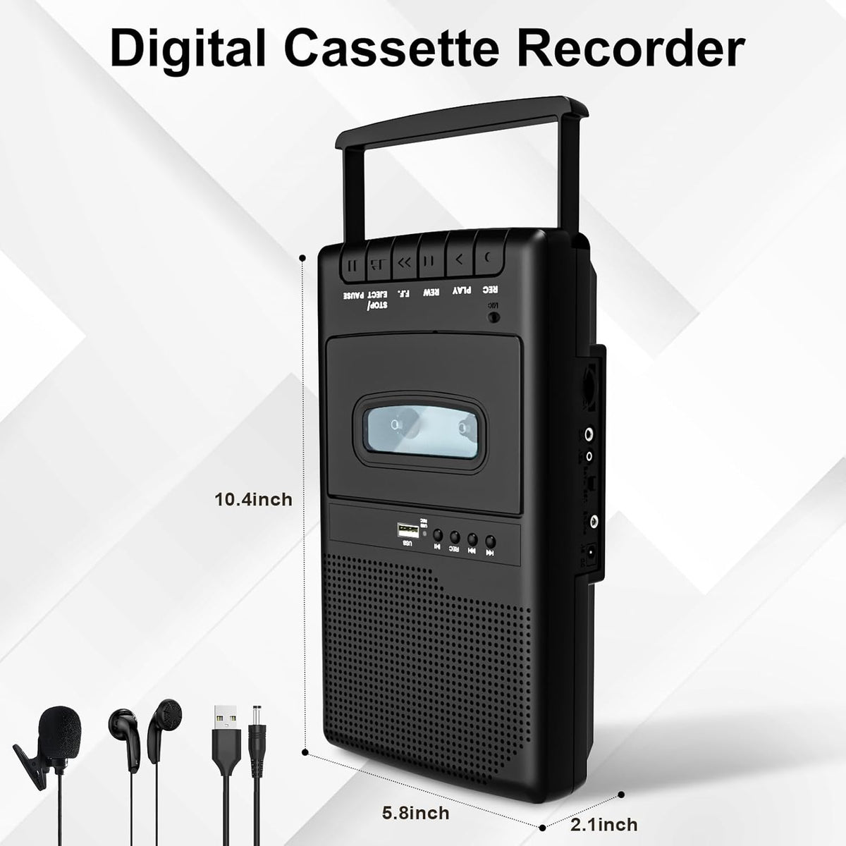 Mersoco Cassette Cassette 3.5MM Portable Player,Digital Recorder Portable Tape Player with Stand-Alone Microphone