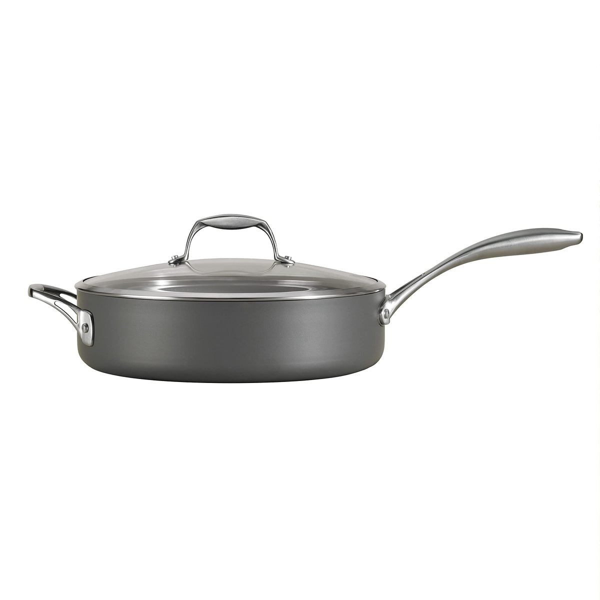 Tramontina OnyxPro Hard Anodized Non Stick 5.5-Quart Saute Pan with Glass Lid, Cooking Pan with Reinforced Nonstick Coating, Oven Safe