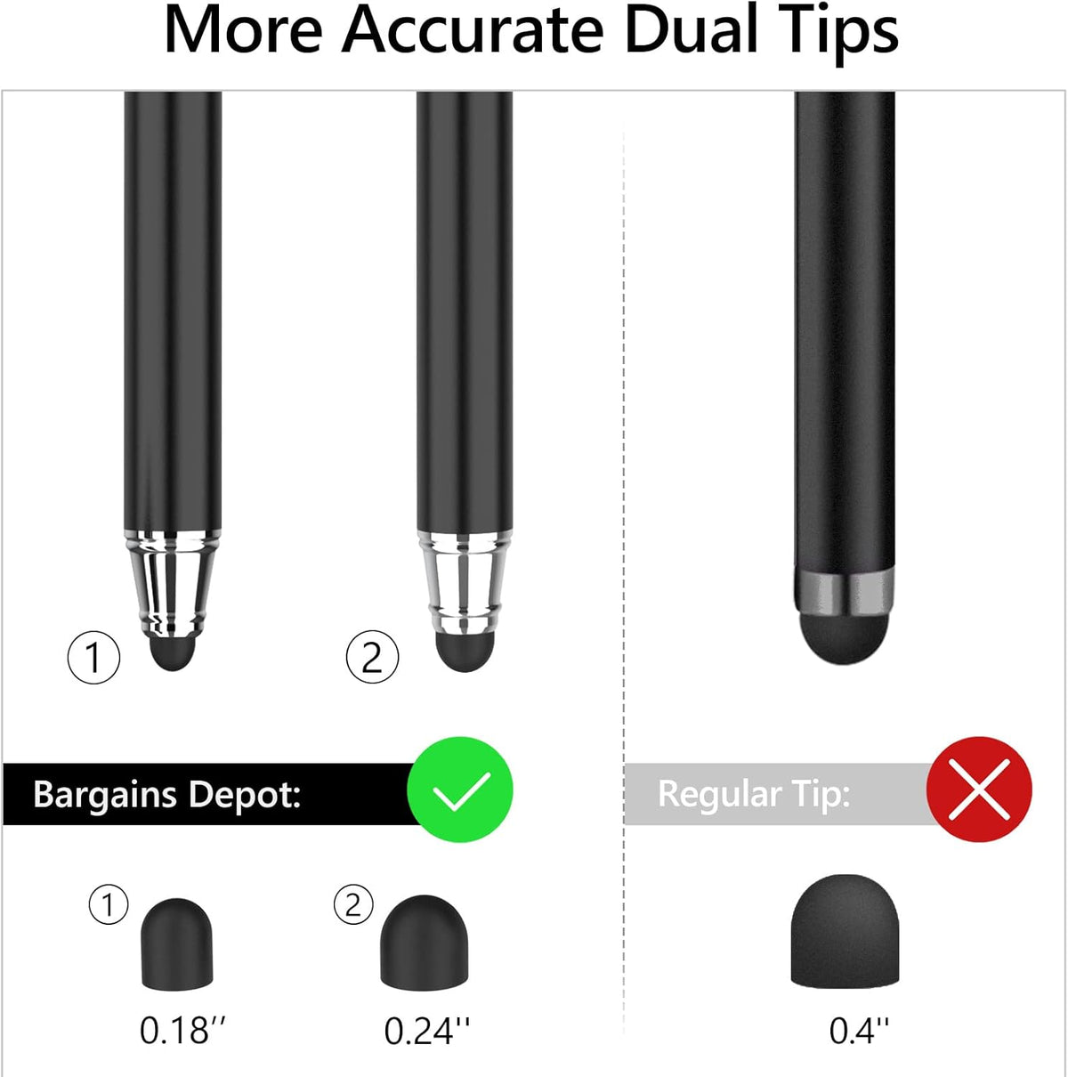 Bargains Depot 2-in-1 20 (4 Capacitive Stylus/Styli Universal Touch Screen Pen for All Touch Screen Tablets/Cell Phones