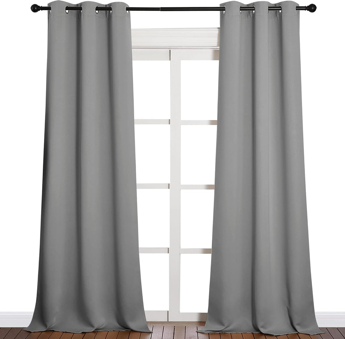 NICETOWN Thermal Insulated Blackout Curtains - Grommet Top Drapes for Hall | 2 Panels, W42 x L90 inches, Silver Grey