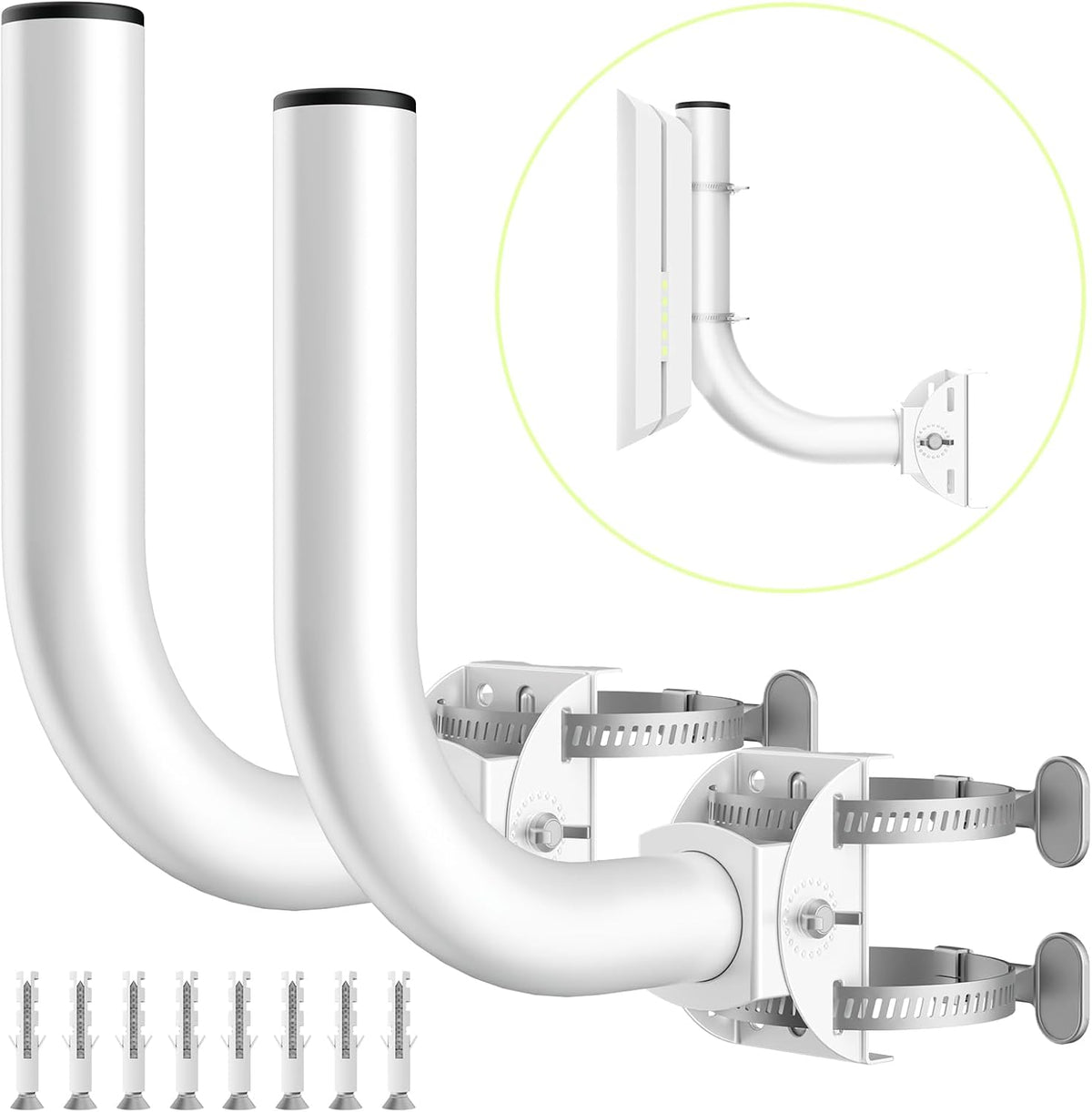 KORYCE 2-Pack 180 Universal Wireless Bridge Bracket Mount, J Pole Mounts, Adjustable Wall-Mounted Mount for Outside