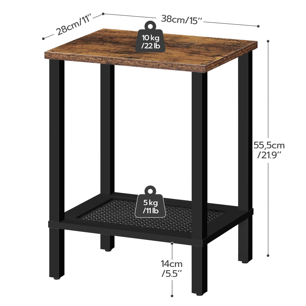 HOOBRO End Table and Nightstand Bundle, Small Side Table with 2-Tier Storage Shelves, End Table with Charging Station, BF91BZ01-BF209UDBZ01