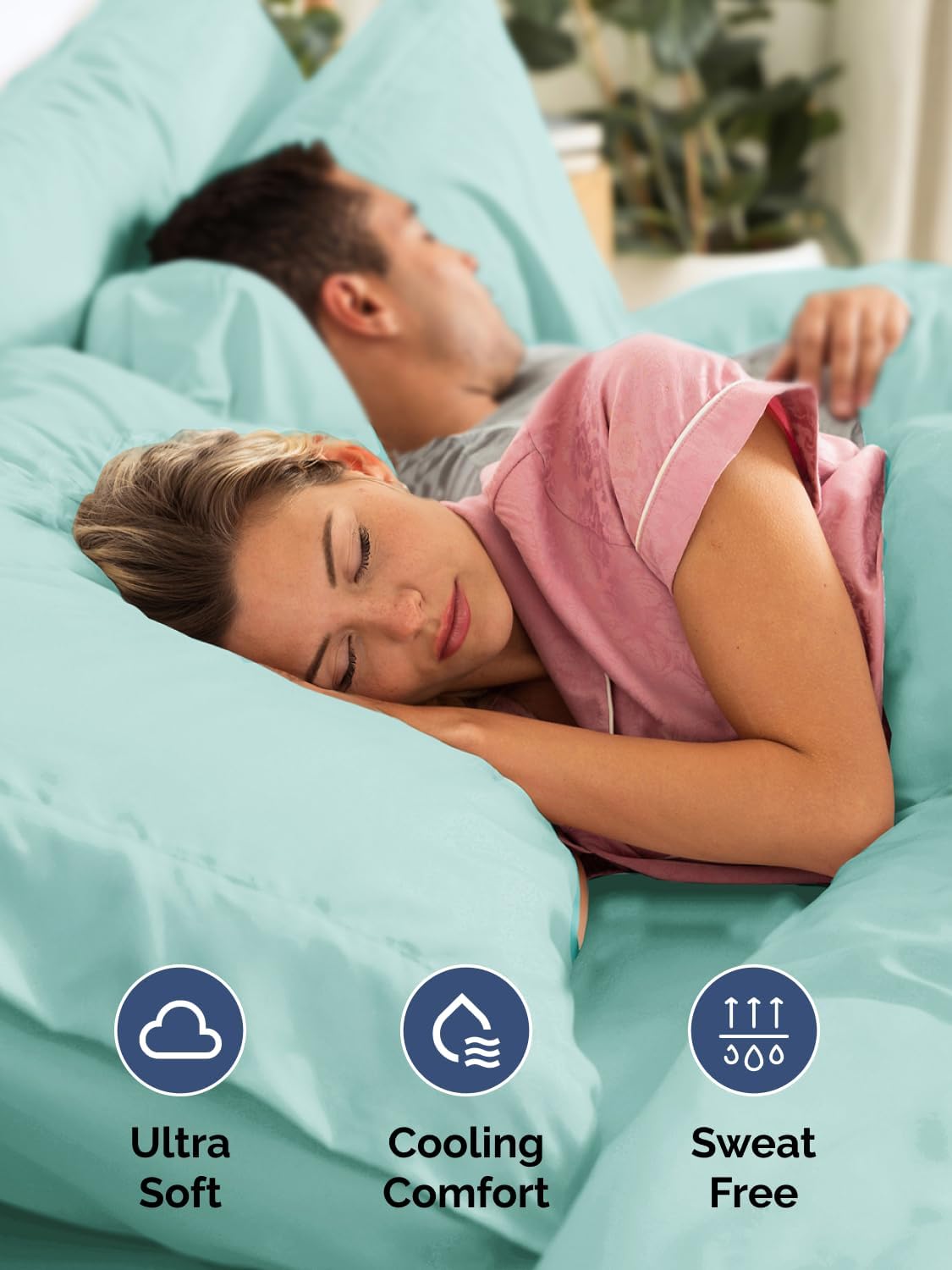 Skiennix Extra Deep King Sheet Set | 6-Piece Breathable Cooling Bedding - Soft, Wrinkle-Free Spa Blue