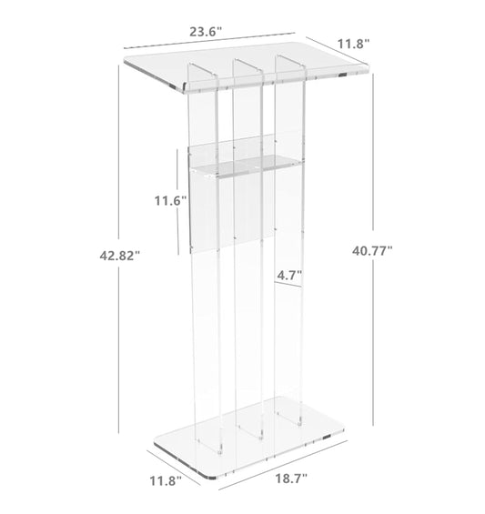 FixtureDisplays® Clear Podium Plexiglass Lecturn Transparent Church Pulpit with Christian Church Cross Prayer Hand Trinity Style Easy Assebmly Required 15411+12152-NPF