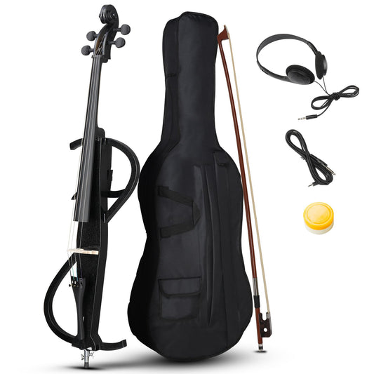 Ktaxon Electric Cello 4/4 Full Size Silent Cello with Portable Bag, Stereo Headphones, Premium Cable & Rosin, Professional Bow and Bridge for Adult Beginner(S Style)