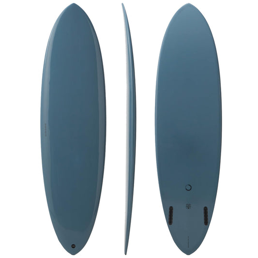 nanazero Wood Skin Surfboard Mid Length MID02 Twin 6'8" Graysh Blue, Durable and Light-Weight Structure, Twin Pin