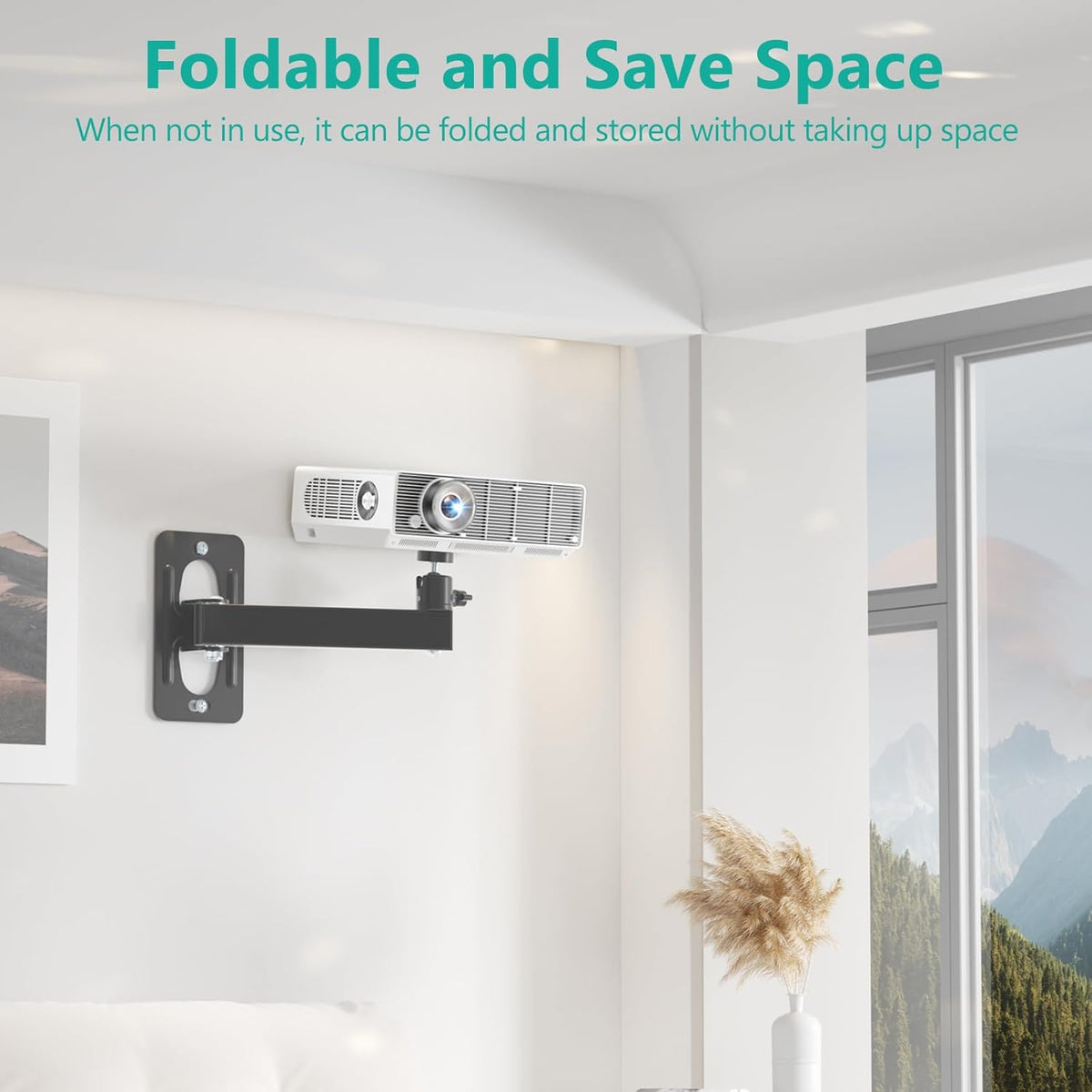WALI 1/4" M4 M6 4.4lbs 1330LM-PMS, Mini Projector Wall Mount, Full Motion Adjustable Bracket for Screws, Hanging Holder