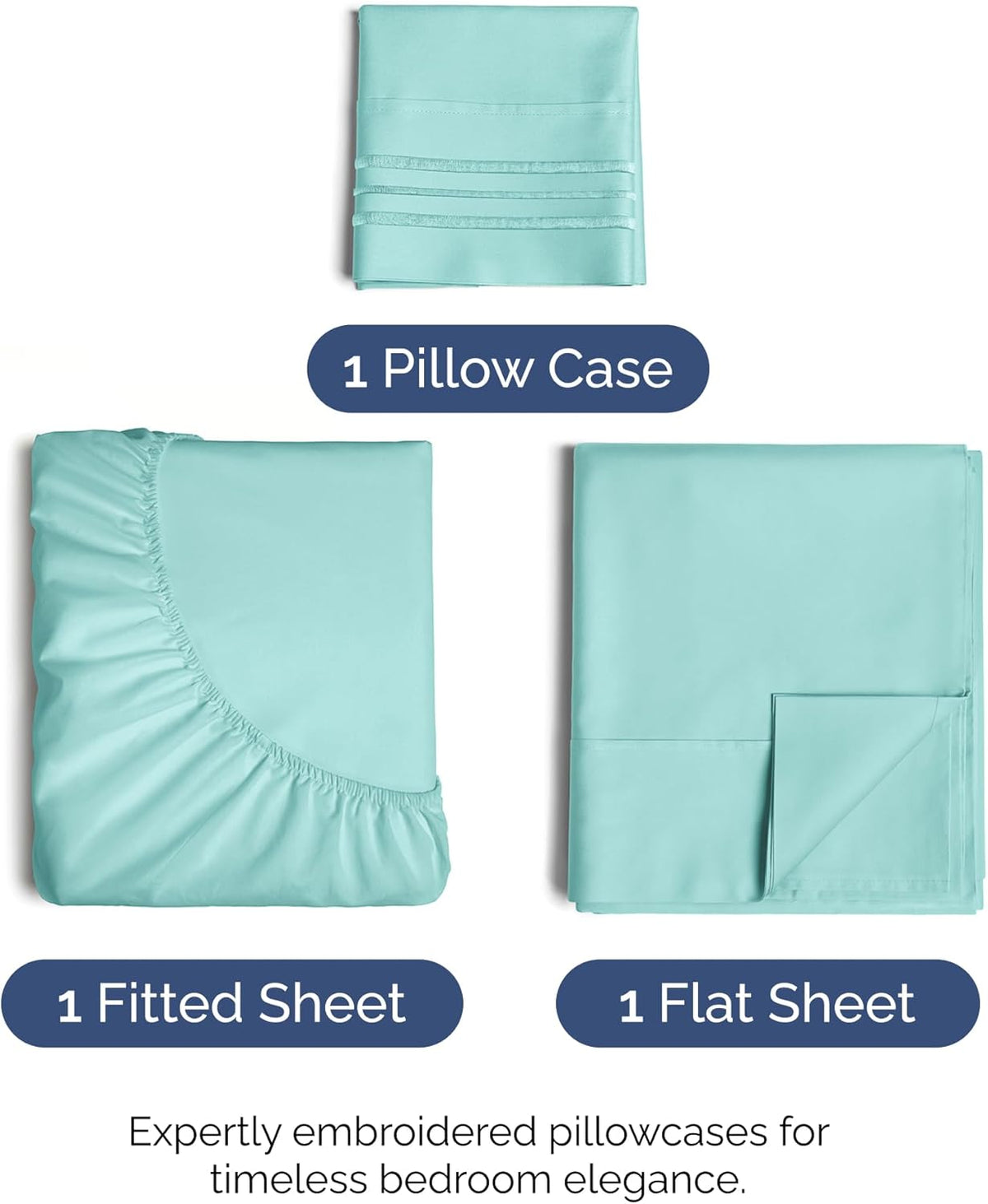 Regine Switzerland Twin XL Sheet Set - Comfy Cooling Bed Sheets - Luxury Hotel Quality - Deep Pockets, Soft, Wrinkle-Free - Spa Blue