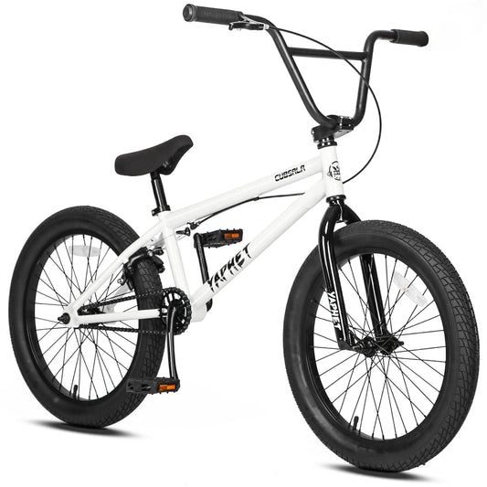 cubsala Freestyle BMX Bike, 20 Inch Yaphet Bicycle for Teen Beginner and Adult Riders, Bike with Hi-Ten Steel Frame, White