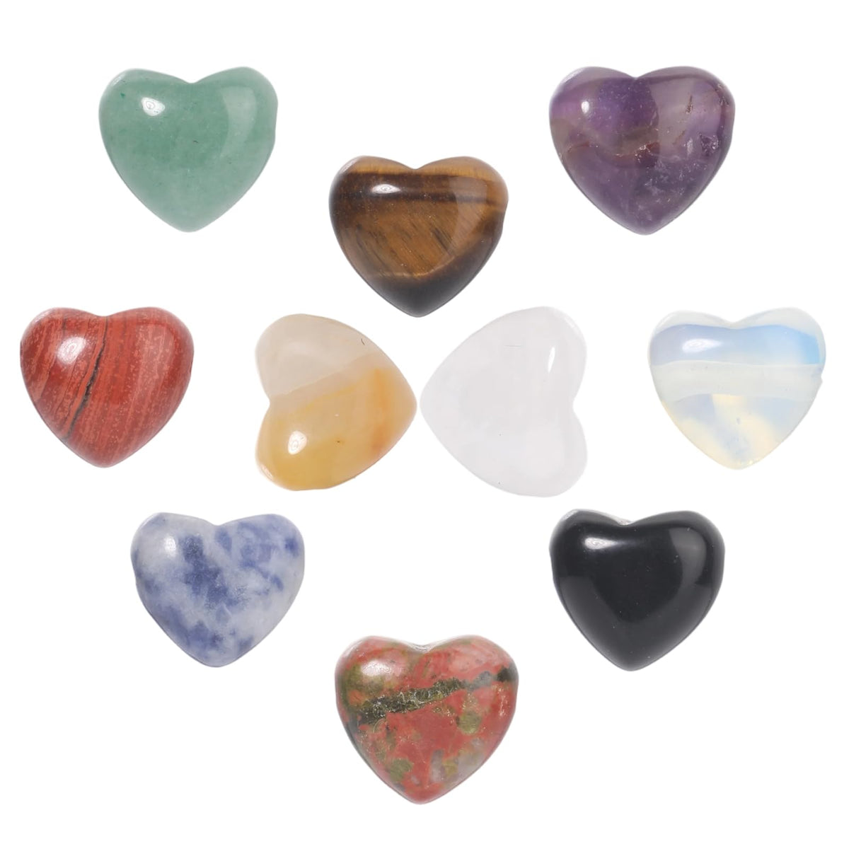 Yochus 5pcs Unakite Natural Heart Stone Beads，12mm Healing Energy Gemstone for Jewelry Making Earring Necklace DIY