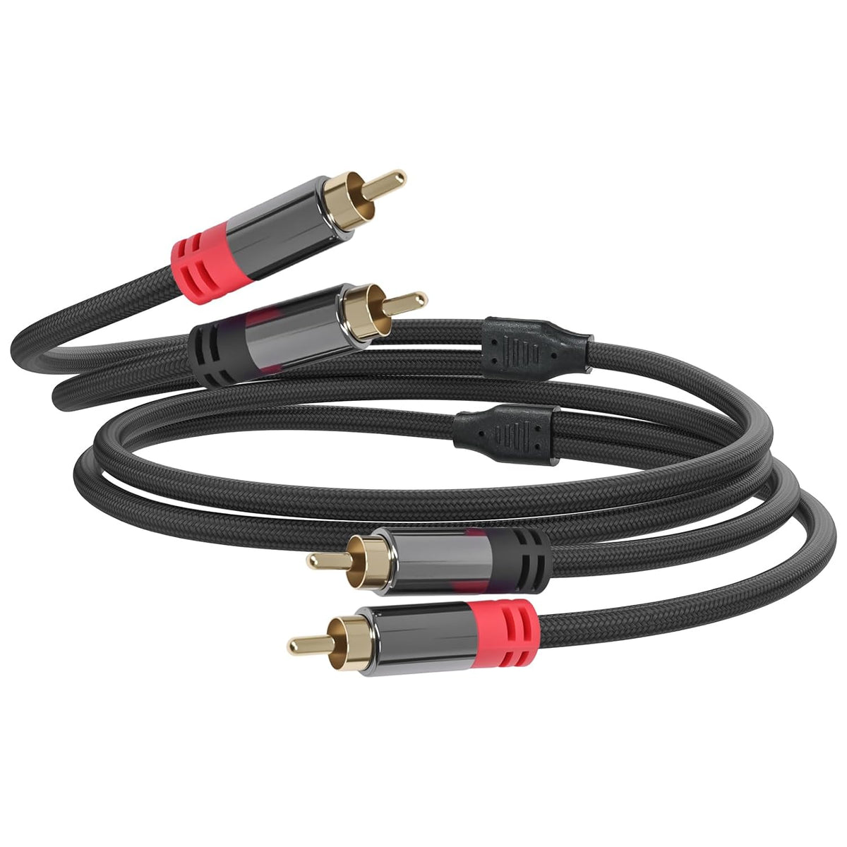2RCA 2 3.3ft Cyberguys! RCA Audio Cable, to RCA Cables Car Audio Male to Male, Shielded Cables with Braided Jacket