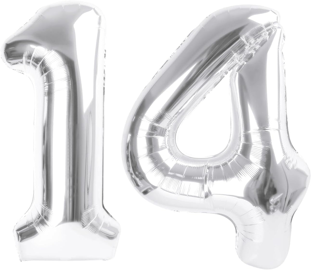 Skiennix Large 14th Silver Birthday Balloons - 40 Inch Foil Decorations for Weddings & Engagements