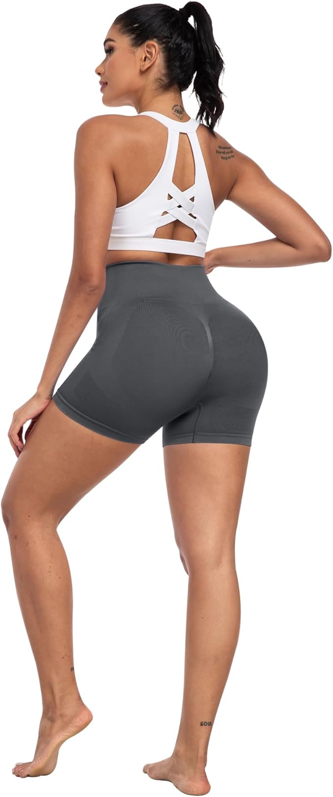 CHRLEISURE Women's 4 Packs Workout Gym Shorts, High Waisted Butt Lifting Scrunch Butt Seamless Booty Shorts