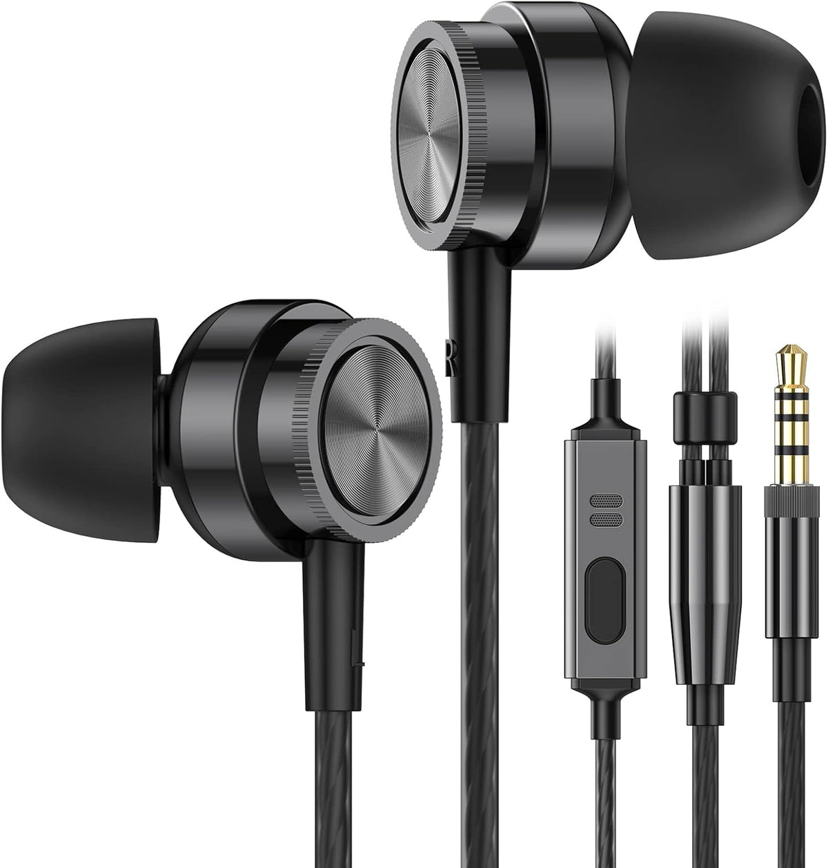 Yatloml MP3 3.5mm Wired Earbuds with Microphone, in Ear Headphones Wired with Heavy Bass Noise Isolation Magnetic