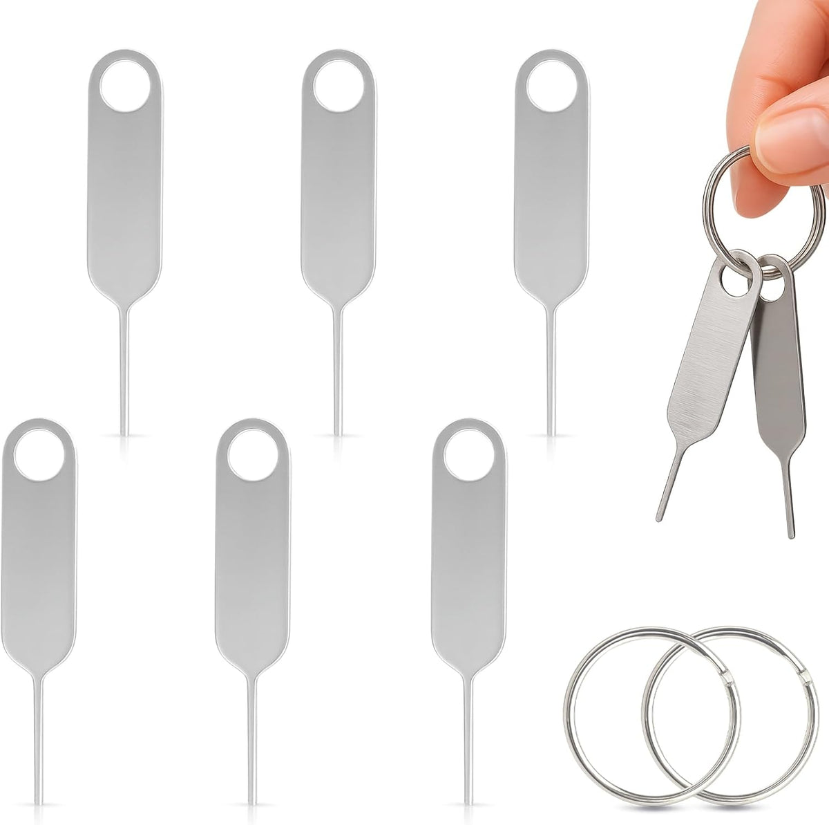 Ceemiaa 3pcsUniversal Reset (2 1 SIM & SD Card Tray Eject Pin with Key Ring Phone & Doorbell Tool Needles + Ring + PP