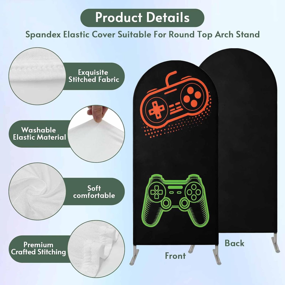 BaqwedCoSz 6 Game Theme Arch Backdrop Cover FT Game Controller Stretchy Elastic Arch Stand Covers Spandex Arched