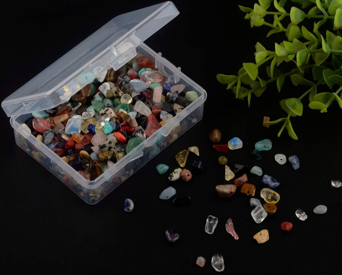 Natural Chip Stone Beads Multicolor 5-8mm About 400 Pieces Irregular Gemstones Healing Crystal Loose Rocks Bead Hole Drilled DIY for Bracelet Jewelry Making Crafting (5-8mm, Multicolor)