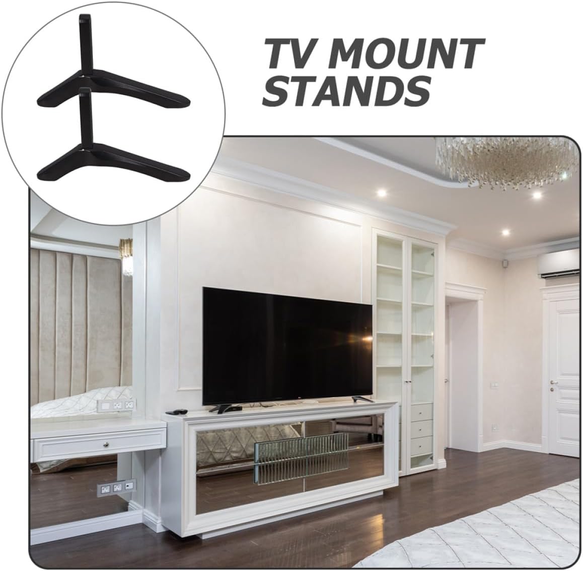 Mikikit Heavy Duty Aluminum Alloy TV Stand Base, No-Drill Replacement Support Holder for Flat Screen Televisions