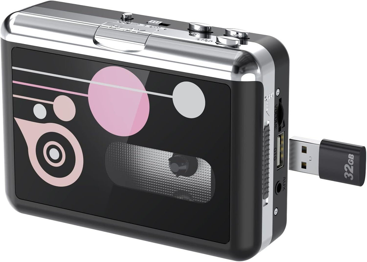 Cassette Cassette MP3 Cassette Portable Player, USB to Converter, Audio Music to Digital Converter with Headphones, No