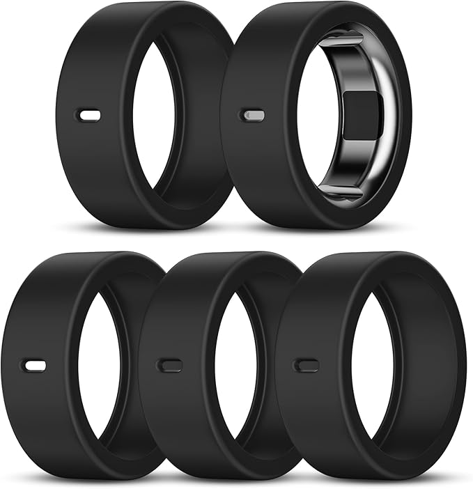 5 Pack Cover Compatible with Oura Ring Gen 4/Oura Ring Gen 3 Horizon/Heritage, Surport Charging with Cover on, Anti-Scratch Elastic Silicone Rings Protector for for Men Women (Size 15)