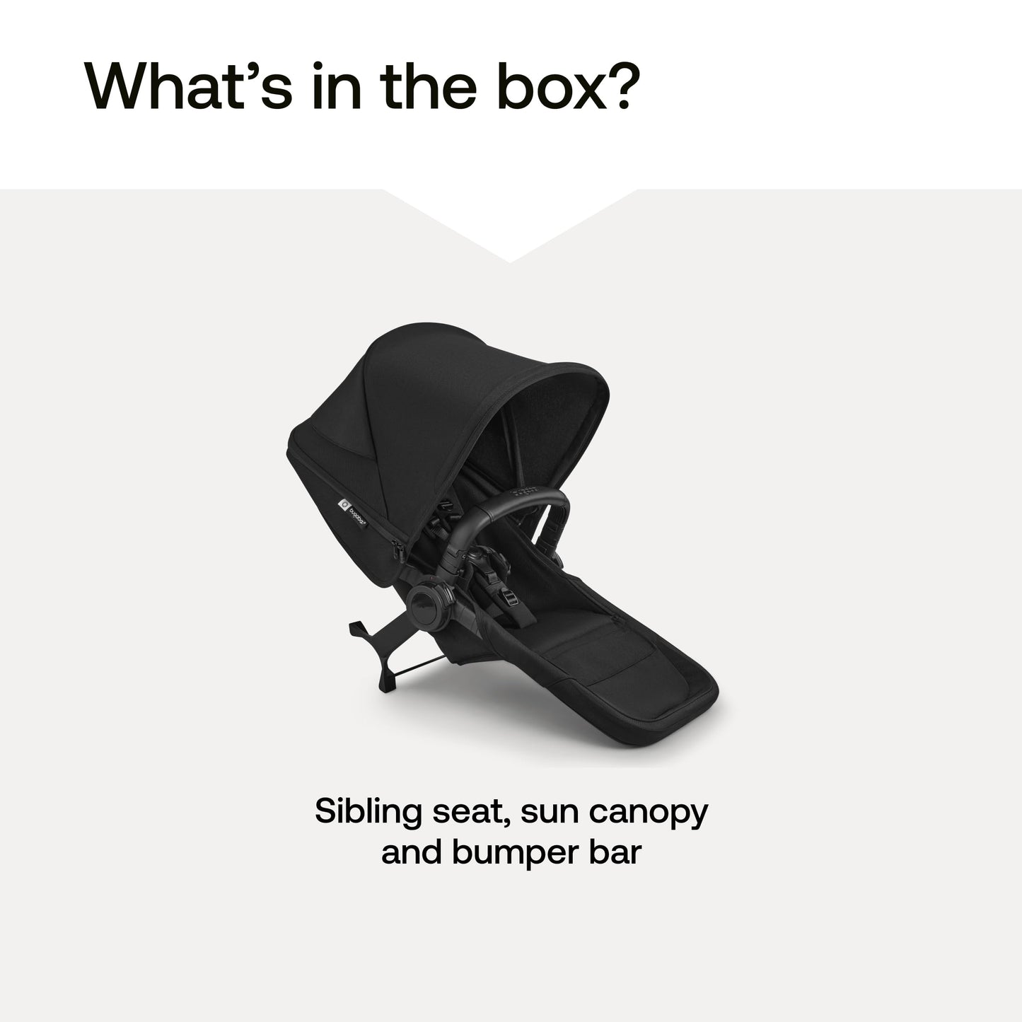 Bugaboo Donkey 6 Sibling Seat – Complete Second Seat Kit for Side-by-Side Double Stroller Conversion, Reversible & Reclining Toddler Seat with Sun Canopy – Moon Grey