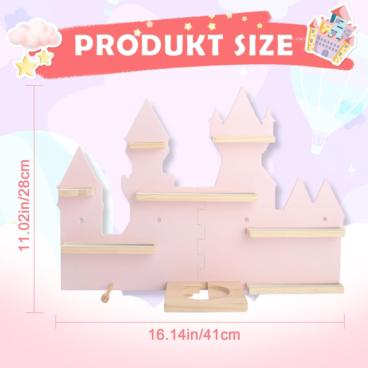 for Toniebox 2 and Toniebox 1 Tonie Shelf Wall Mounted Set,Tonies Figures Tonies Storage,Magnetic Wooden Floating Shelves Compatible with Tonie box Player Character for Children Room (pink-castles)