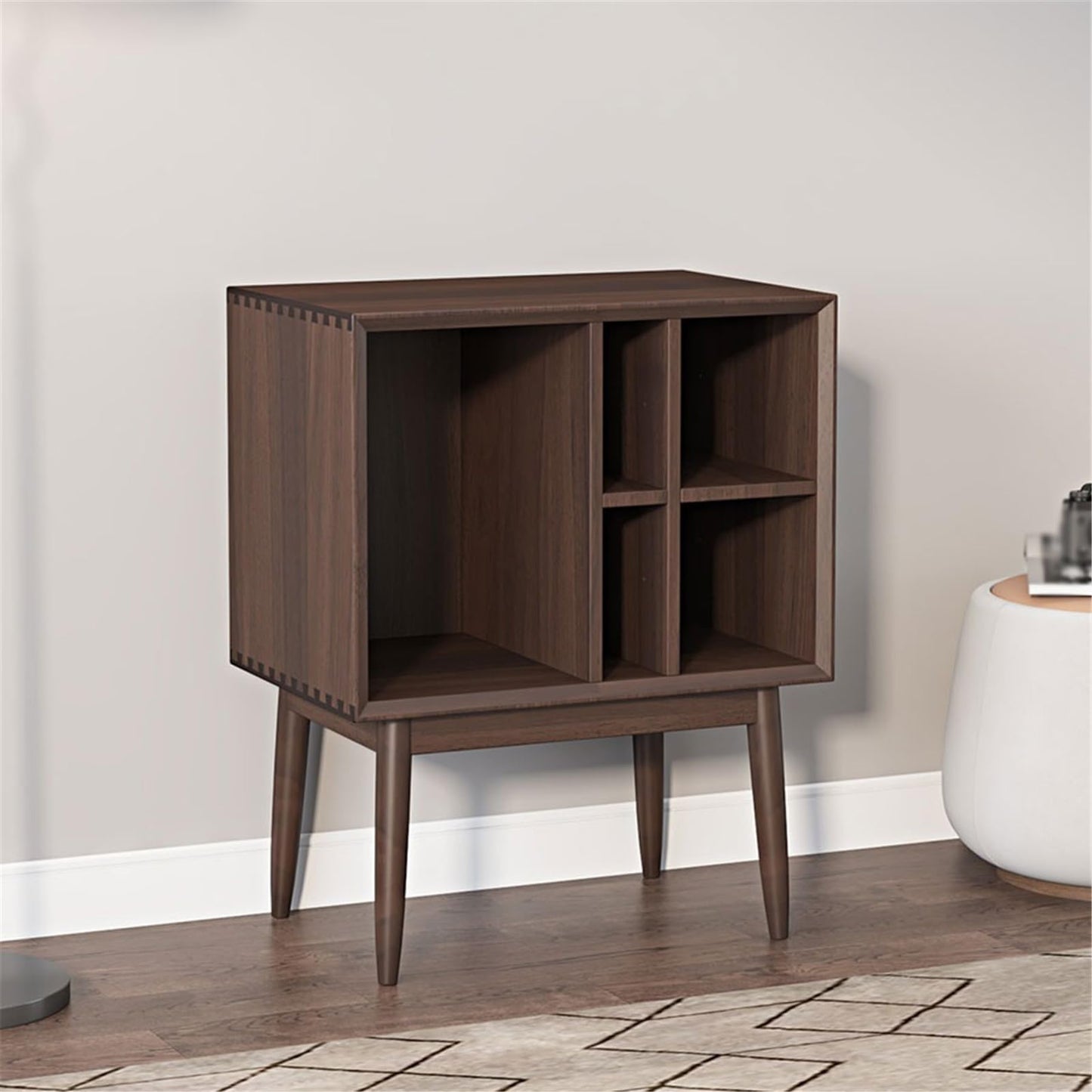 uP9sF2mD DVD Shelf Organizer Retro Vinyl Record Cabinet Magazine Storage Bookcase Wooden Sofa Sideboard CD Storage Rack