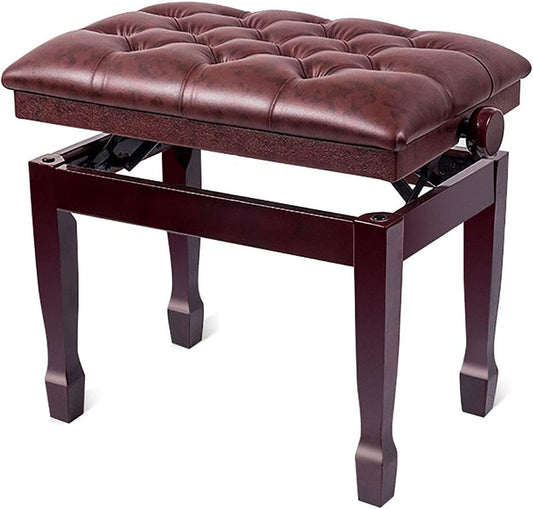 GAZOGJ Piano Stool Piano Bench Dressing Table Stool Genuine Leather Keyboard Bench Piano Stool, Height Adjustable Piano Bench with Storage Compartment, 58 x 41 x 48-58,Mahogany