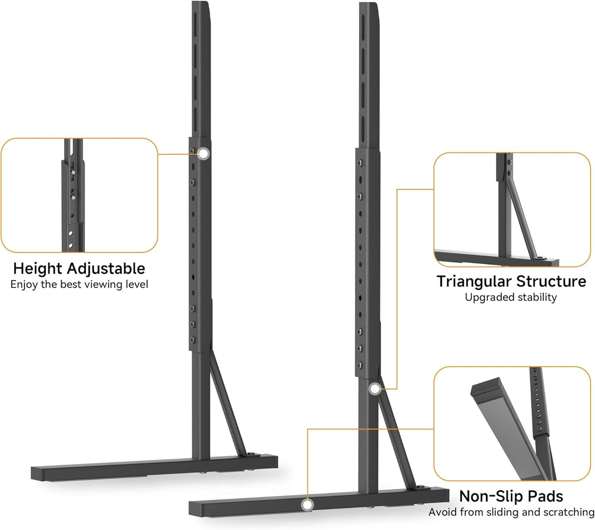 EZISE 35-75 Inch 7 120lbs, 800x400mm Universal TV Stand Legs for LCD/LED/OLED TVs, Tabletop TV Mount Base with Height