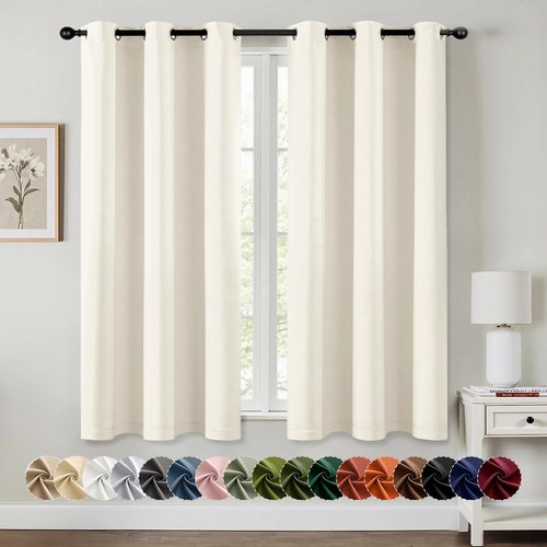 MIULEE Birch Blackout Curtains - Thermal Insulated Room Darkening Drapes | 54-Inch Length, 2 Panels
