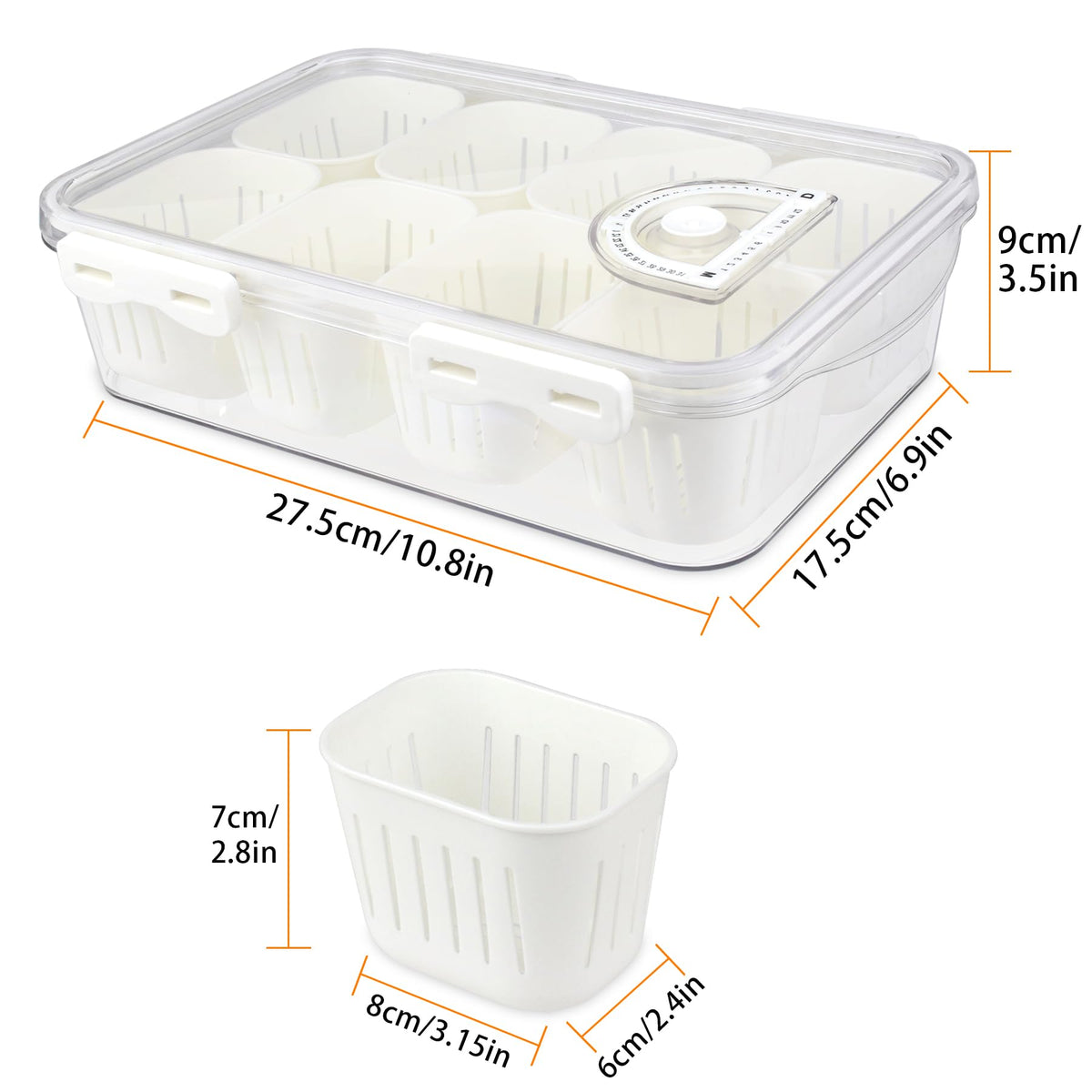 Snackle Box - Divided Serving Tray with Lid - Snackle Box Charcuterie Container with 8 Compartments, Snack Tray for Fruit, Candy, Veggies, Nuts, Cracker, Chips - Perfect for Party, Travel, Picnic