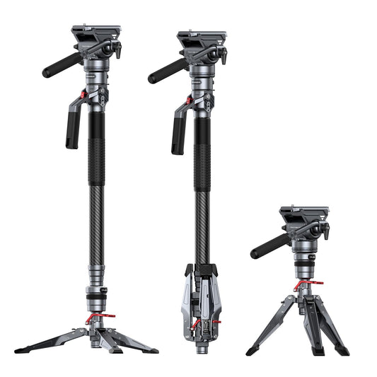 SmallRig 175cm / 68.9" Carbon Fiber Video Monopod for Camera, Compact Camera Monopod with One-Button Lift & Lock, Max. 5kg Playload Fluid Head Fits for DJI RS and for MFT 501L