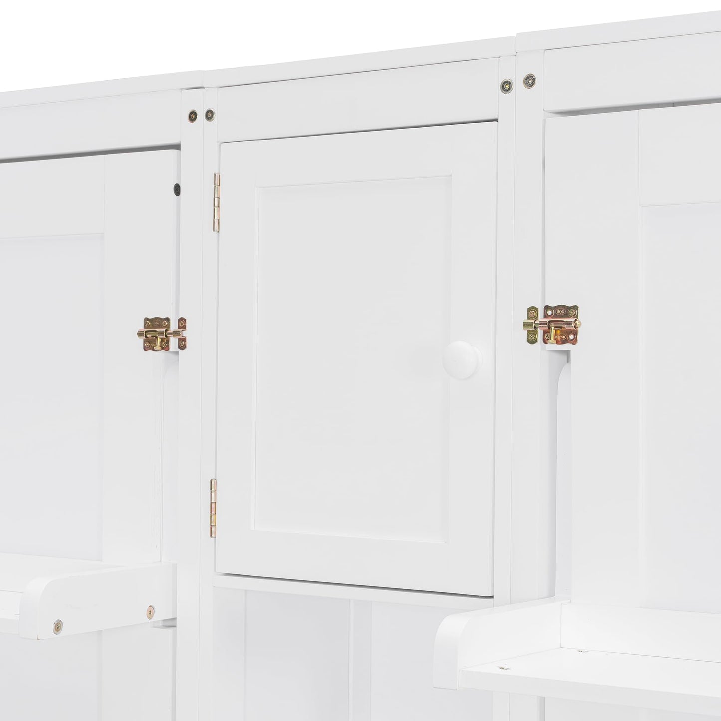 Merax 110W Dual Twin Wall Murphy Beds with Cabinets and Shelves,Sleeping Arrangement for Multipurpose Area, Bedroom, Guest Room or Living Room,White