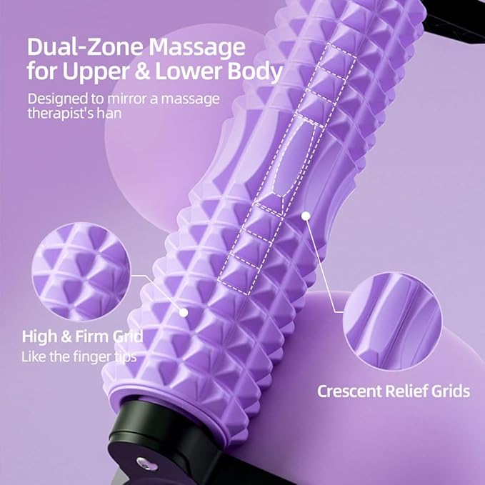 RUNWE Foam Roller with Stand - Roller Foam for Back Pain, 21 inch Trigger Point Deep Tissue Massage, Medium Density Grid Bracket Foam Rollers, Myofascial Release, Relieves Leg Muscle Pain