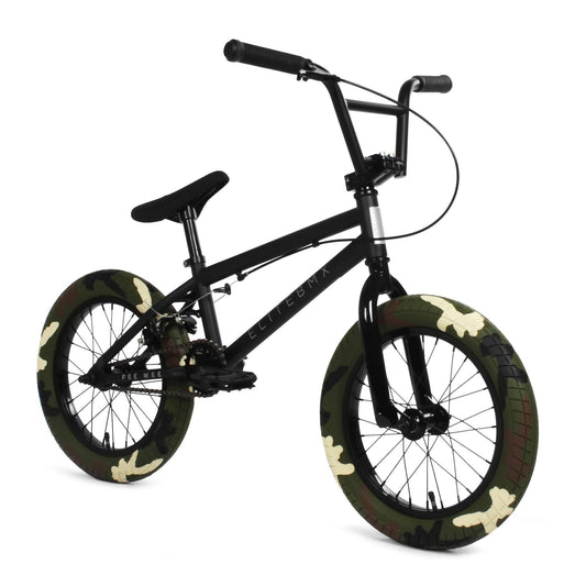 Elite BMX Freestyle Bike, Durable Steel Frame, Available in 16", 18", and 20" Sizes. New Sizes 26" and 29" BMX Bicycles. (PW - Black Combat, 16")