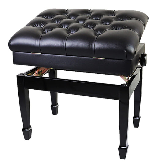 Leather Piano Bench Deluxe with Music Storage Height Adjustable Stool Comfortable Widened Cushion for Home & Professional Use zwart (zwart One Size)