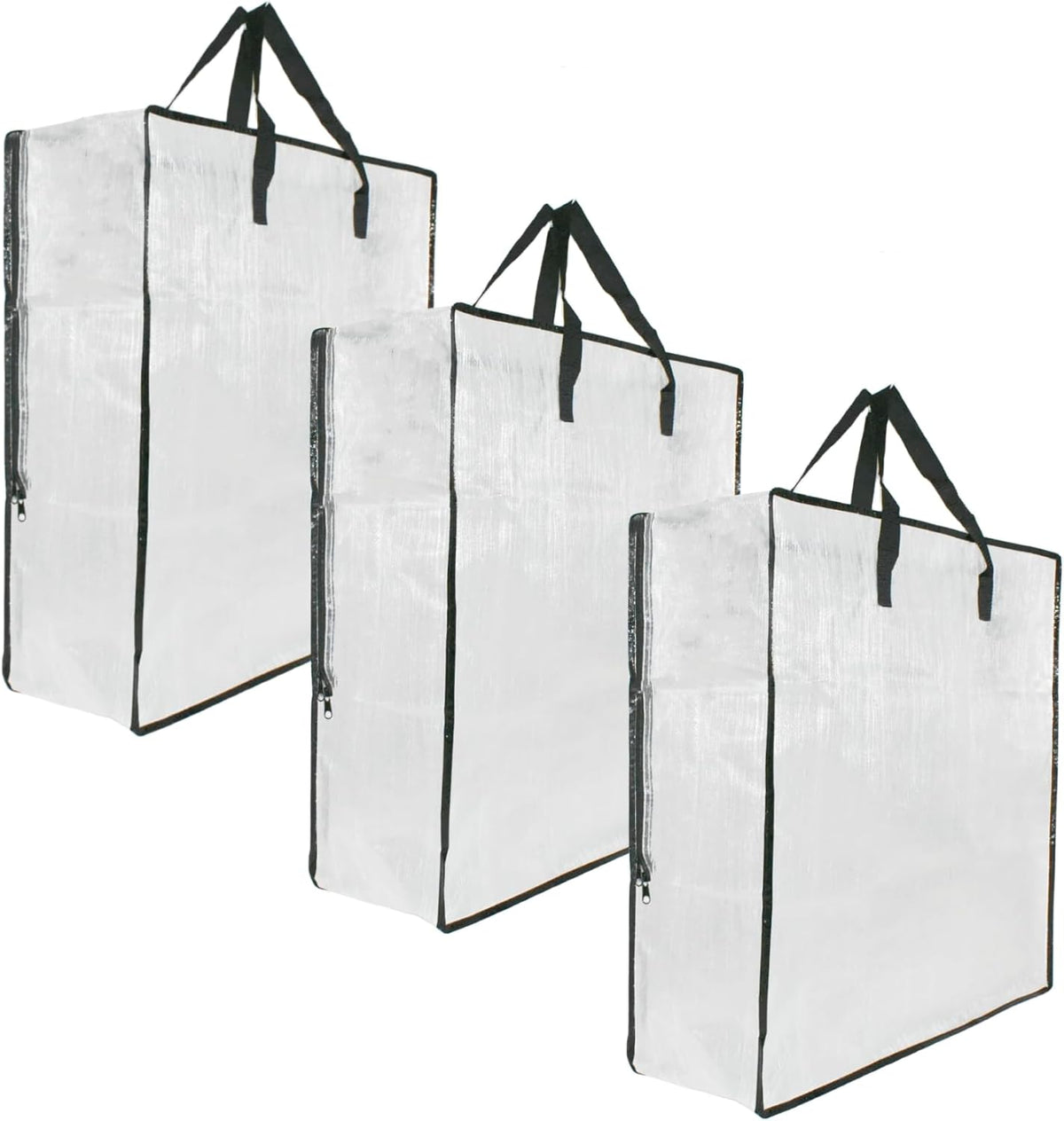 Skiennix Clear Storage Bags - 3 Pack Zippered Organizers with Handles for Blankets & Bedding