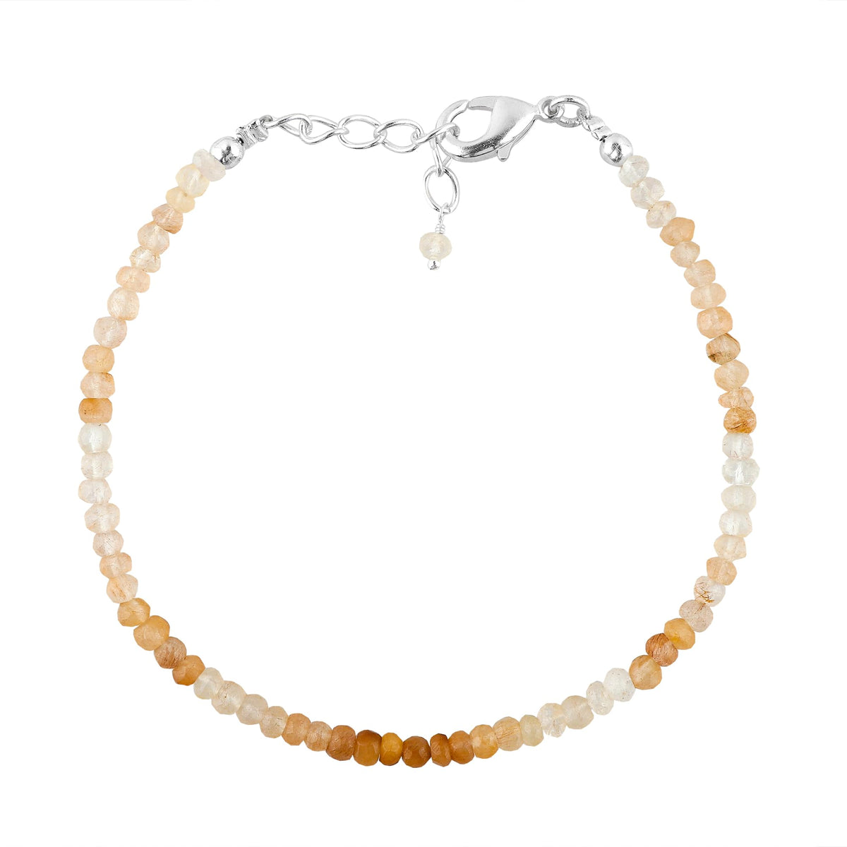 CRYSTALINES Natural Moonstone Dainty Bracelets, Shaded Gemstones Beads, June Birthstone, Chakra Healing Crystals, Handmade Bracelet, Women Jewelry, Silver Chain, A Grade, 8"