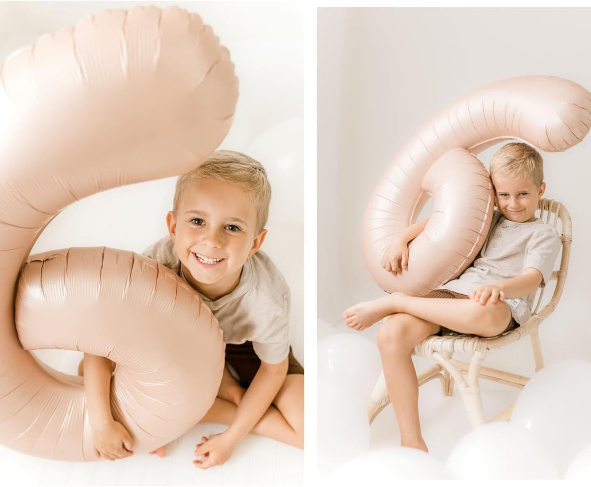 Skiennix 40-Inch Light Brown Number 6 Balloon - Perfect for Beige Birthday Decorations & Parties