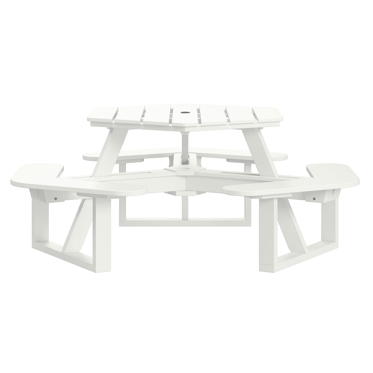 Shoreline Made in USA Hexagon Picnic Table, Seating for 6, Coconut White