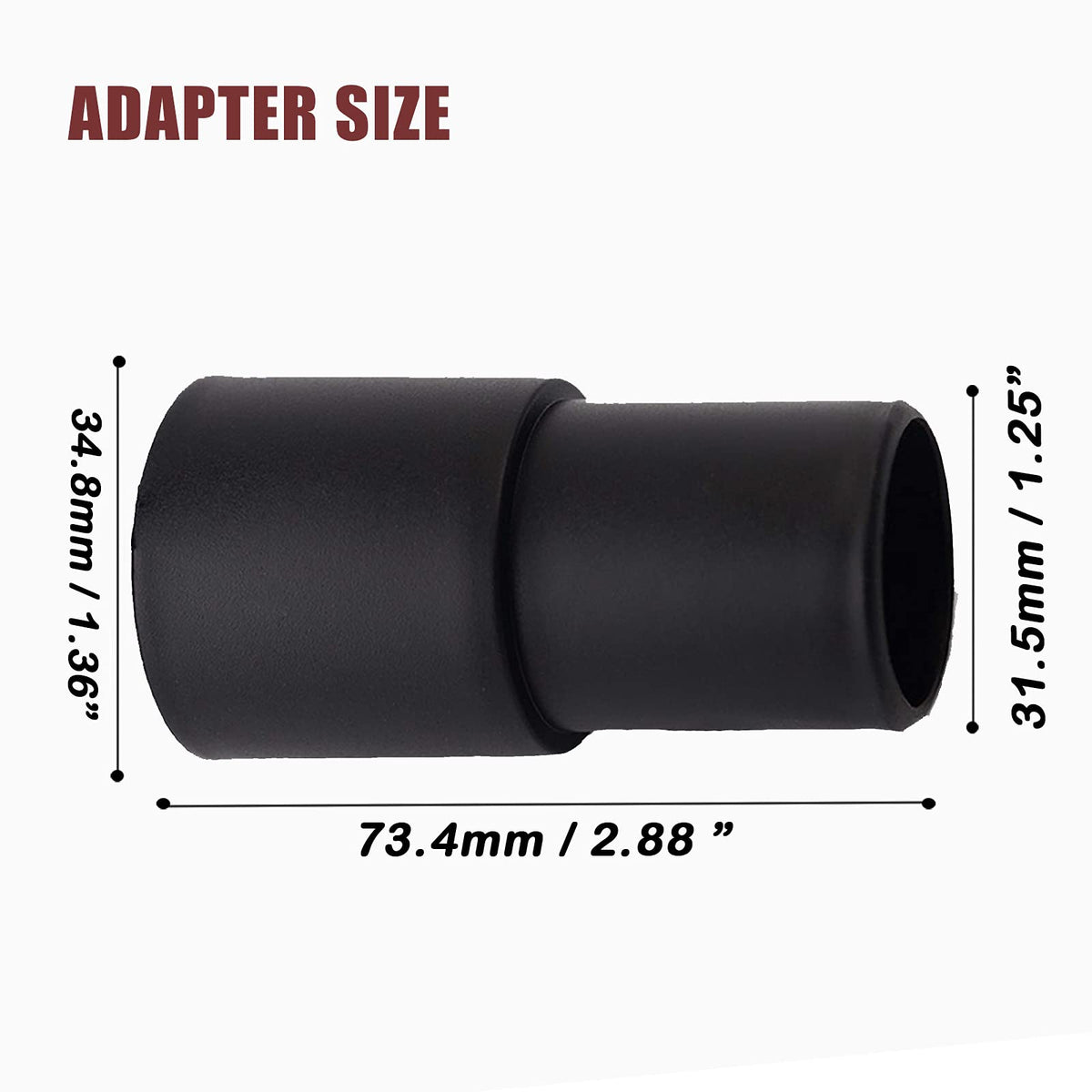Round Dust Brush 25mm Soft Horse Hair 1.25” Vacuum Attachment Replacement with 1-1/4" to 1-3/8 Horse Adapter