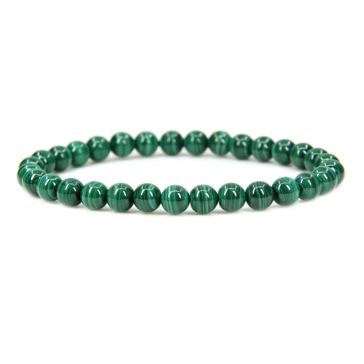 Angelstones Handmade Natural Malachite Healing Gemstone 6mm Round Beads Stretch Crystal Bracelet 7 Inch Unisex