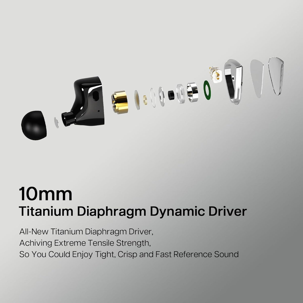 0DiBi: 10mm 2Pin Linsoul Tripowin x Vivace in Ear Monitor, Titanium Diaphragm Dynamic Driver IEM, HiFi Wired Earbuds
